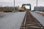 Stavba tramvajov trati, Plze, pohled k tramvajovmu mostu, 16.11.2019