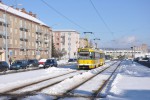 Tramvajov souprava 282/283 vyjd na odpoledn ejdr, Plze, Slovansk alej, 4.2.2019