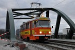 Pracovn tramvaj na tramvajovm most u konen Bory, 26.12.2019
