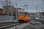 Pracovn tramvaj (brus) u konen Bory, Plze, 26.12.2019