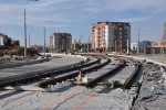 Stavba tramvajov trati, Kaplova ulice, pohled od Klatovsk tdy. Plze, 26.10.2019