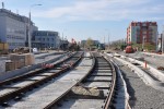 Stavba tramvajov trati, Kaplova ulice, pohled od Klatovsk. Plze, 26.10.2019