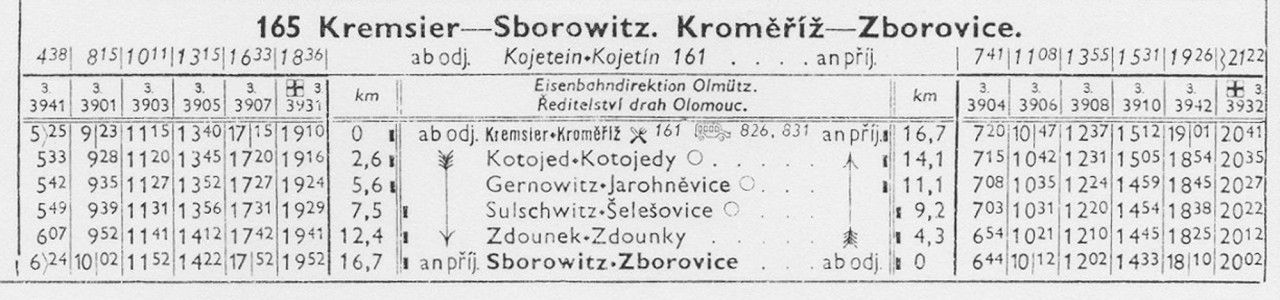 Jzdn d z roku 1940 oznauje nasazen motorovch voz na trati Krom - Zborovice