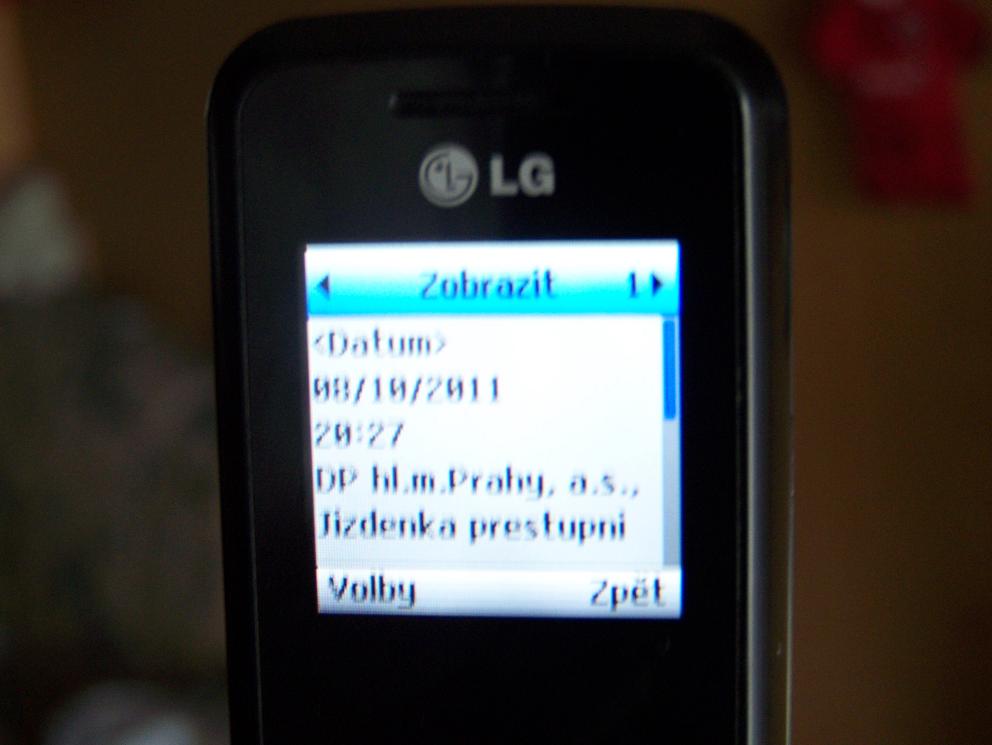 SMS jzdenka po pjezdu R 1255 do Praha Hl.N. + chze do metra - 8.11.2011.