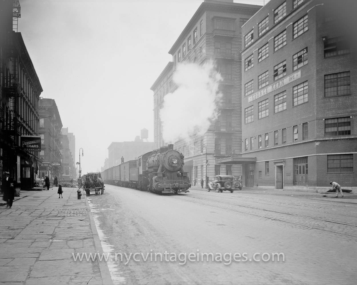 USA New York Central Railroad Train on Eleventh Avenue, 1929 Eleventh-Avenue-and-West-41st-Street-ny