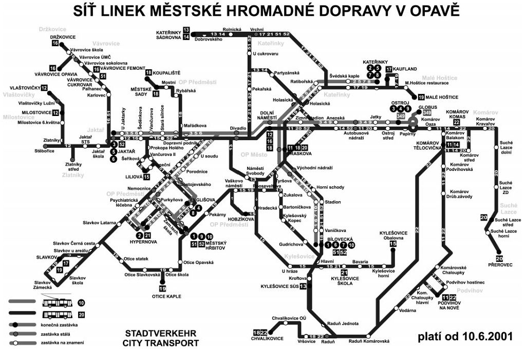 S linek MHD v Opav k 10.6.2001.