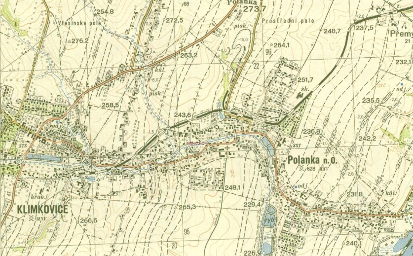 Tra v Polance mapa1:25000 rok1955
