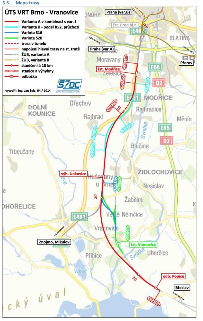 Mapa VRT Brno - Vranovice