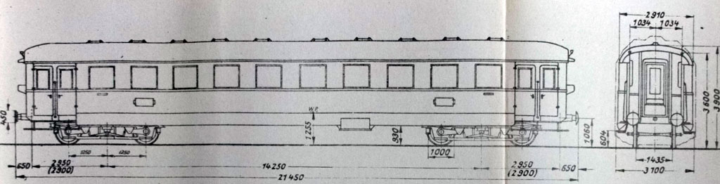 kresba s katalogu osobnich vozu PKP predvalecny vyroby (1968 r.)