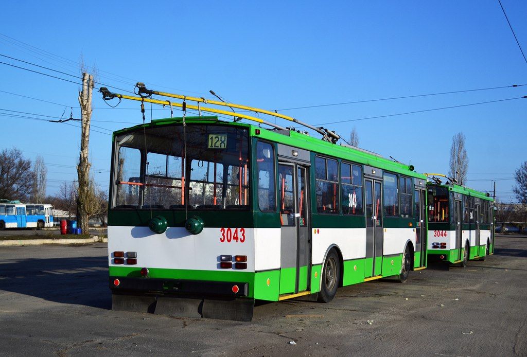 Mikolajiv (Nikolaev), trolejbusov vozovna, bval plzesk trolejbus 14 TrM . 449, 17.2.2016