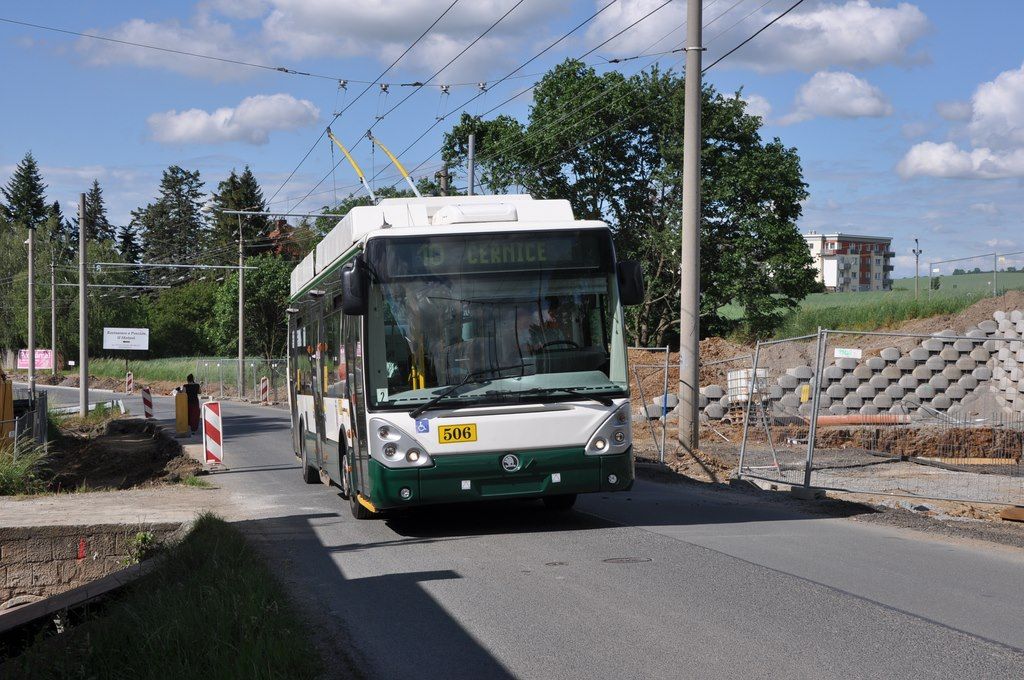 Kolem msta budouc nov mnrny projd trolejbus . 506, Plze ernice, 30.5.2016