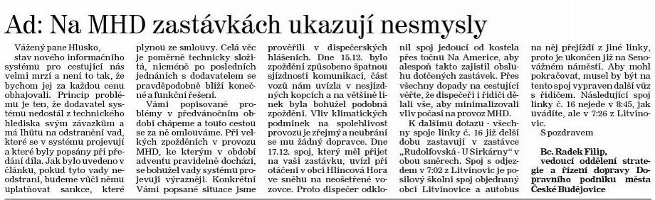 lnek, Budjovick denk 4.2.2011