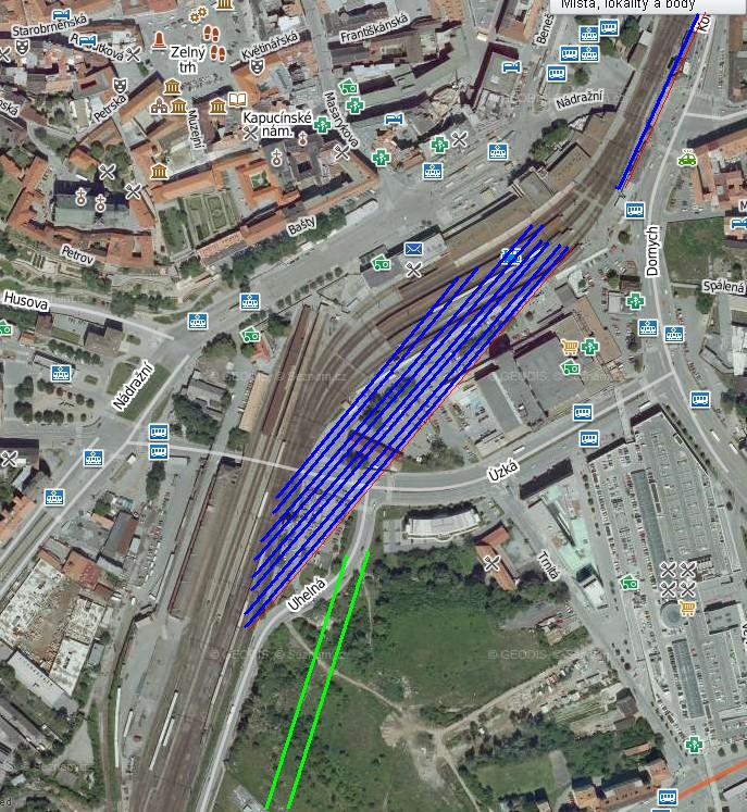 erven= nov hranice NvC, modr= nov koleje, zelen= peloka ulice Uheln