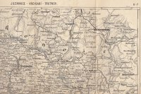 Výřez meziválečné mapy dokumentuje jeden ze starších plánů na trať ze Svobody nad Úpou do Velké Úpy a rovněž z dnešního Polska až na Sněžku.